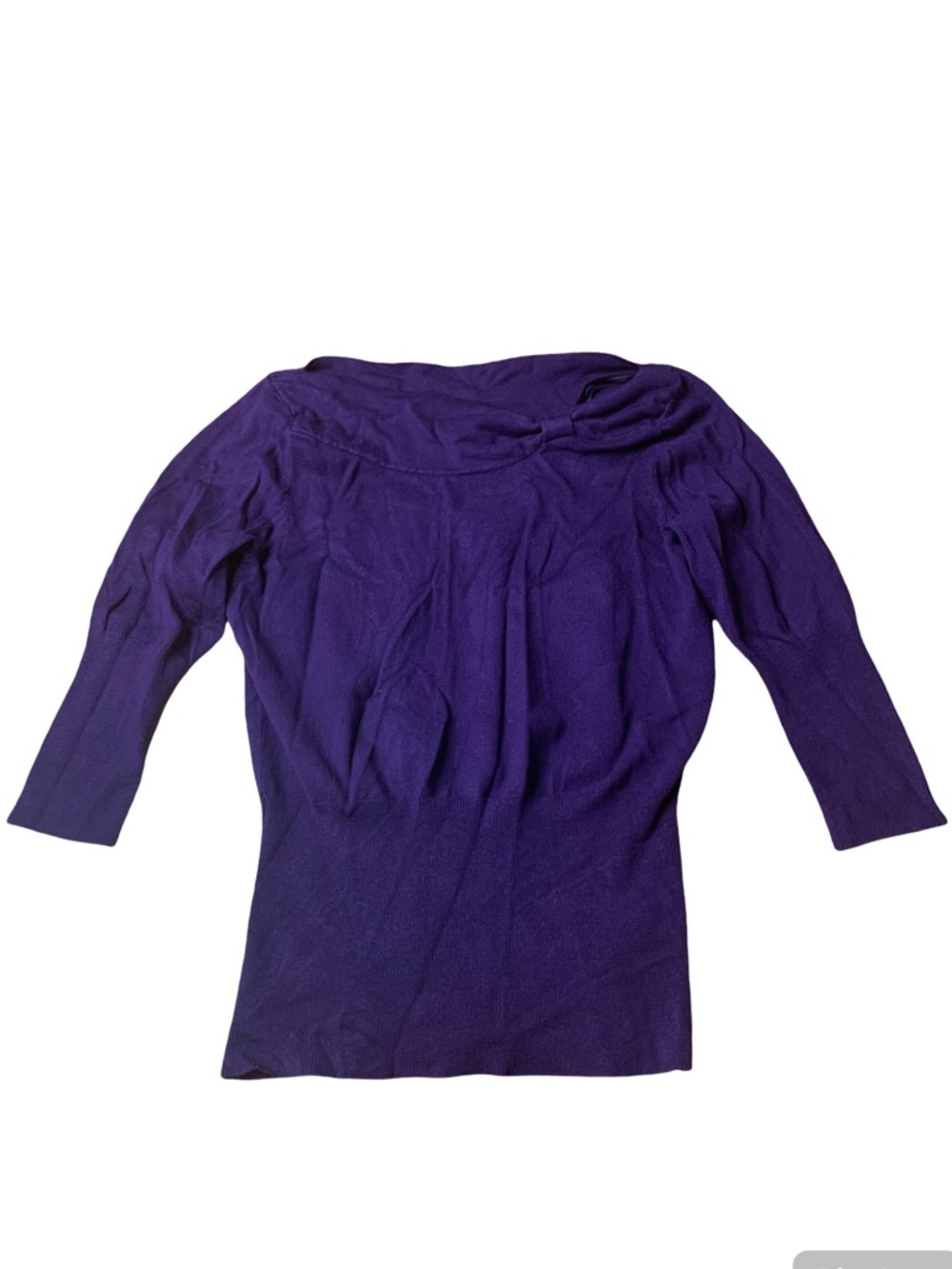 George Purple Boat Neck Sweater | Aubergine 3/4 Sleeve Knit Top - Size M